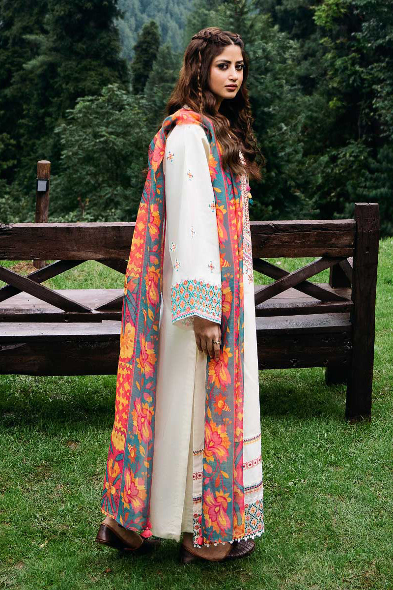 Premium Lawn 3pc Embroidery with printed Monar Shawl