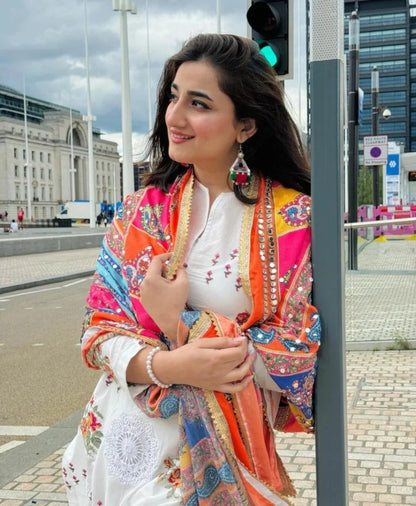 Premium Lawn 3pc Heavy Embroidery with printed Monar Shawl