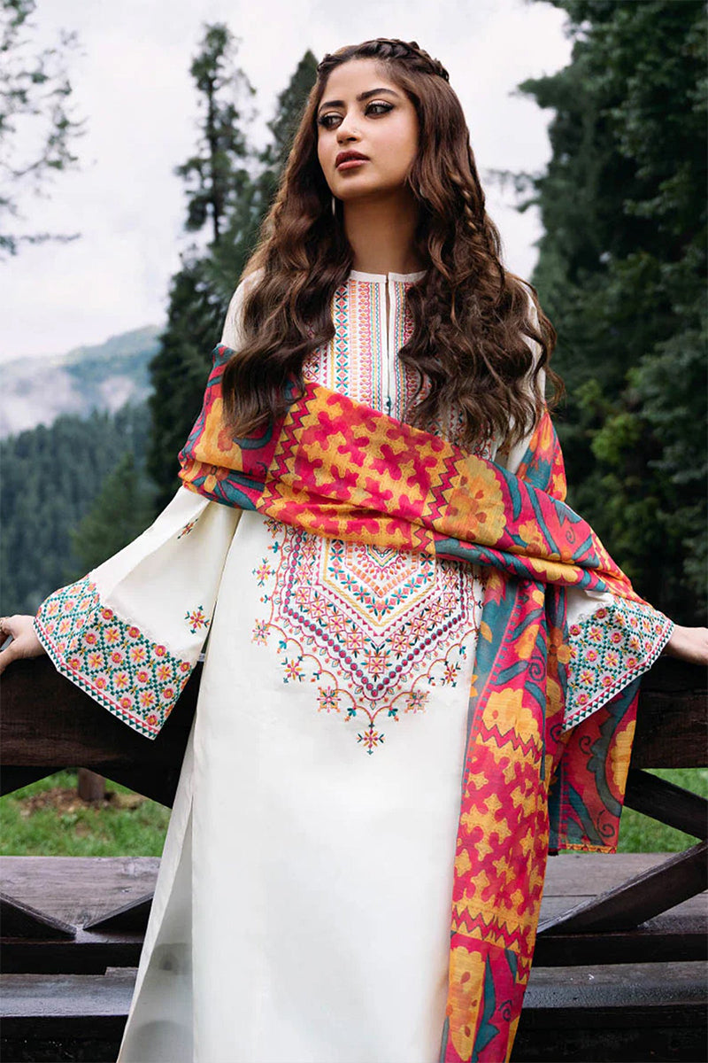 Premium Lawn 3pc Embroidery with printed Monar Shawl