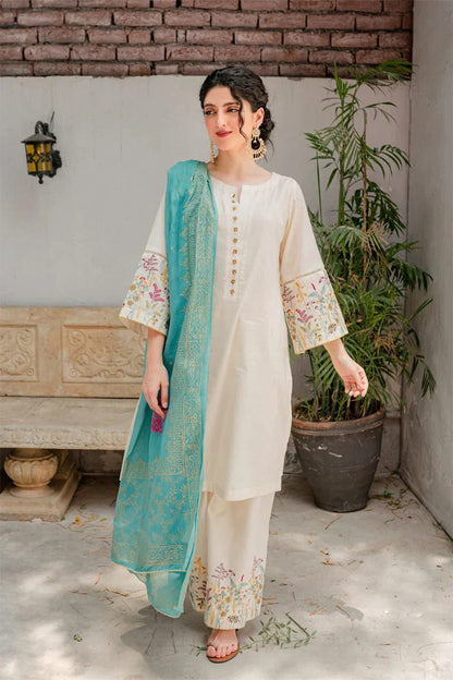 Premium Lawn 3pc Embroidery with printed Monar Shawl