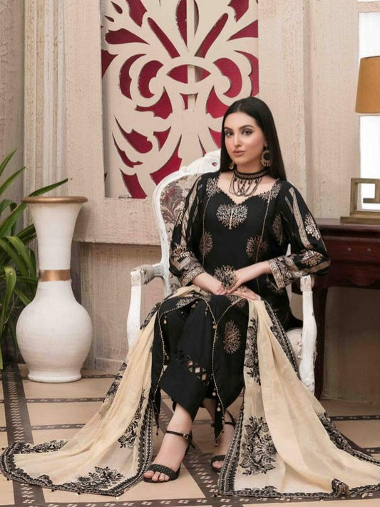 Premium Lawn 3pc Heavy Embroidery with Embroidered chiffon Dupta