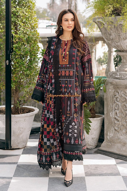 Premium Lawn 3pc Heavy Embroidery with printed Monar Shawl