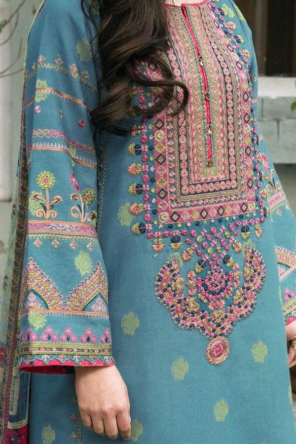 Premium Lawn 3pc Heavy Embroidery with printed Monar Shawl