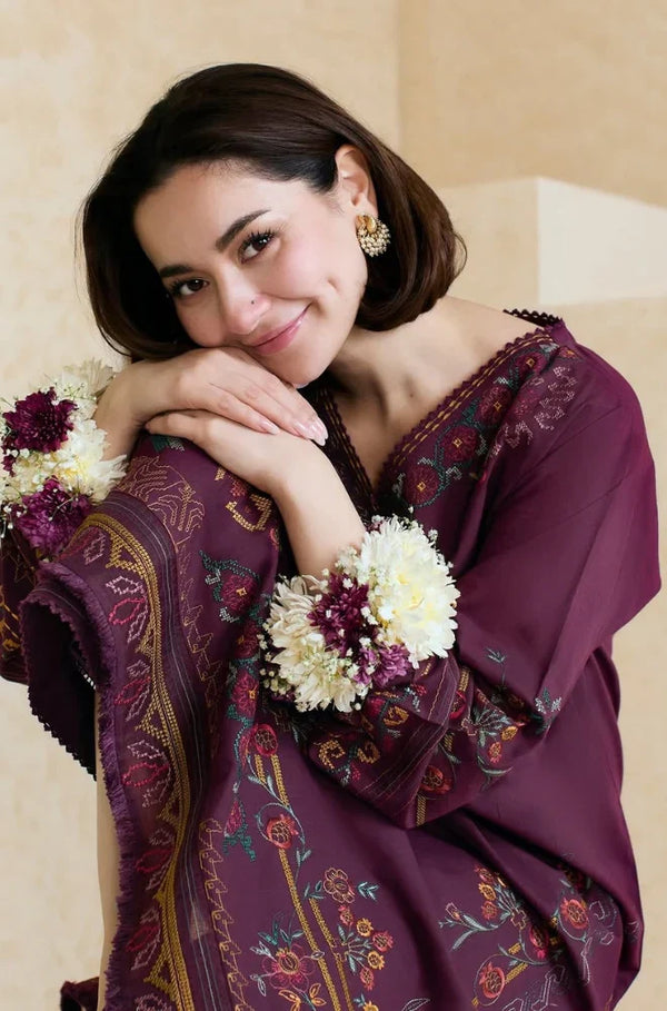 Premium Lawn 3pc Heavy Embroidery with printed Monar Shawl