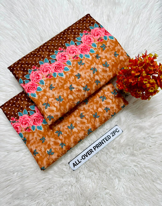 PRINTED FLORAL POLO COTTON 2PC FOR MIDSUMMER SALE UNSTITCHED DRESS