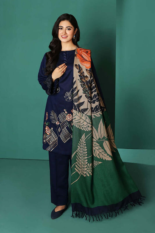 Premium Lawn 3pc Heavy Embroidery with printed Monar Shawl