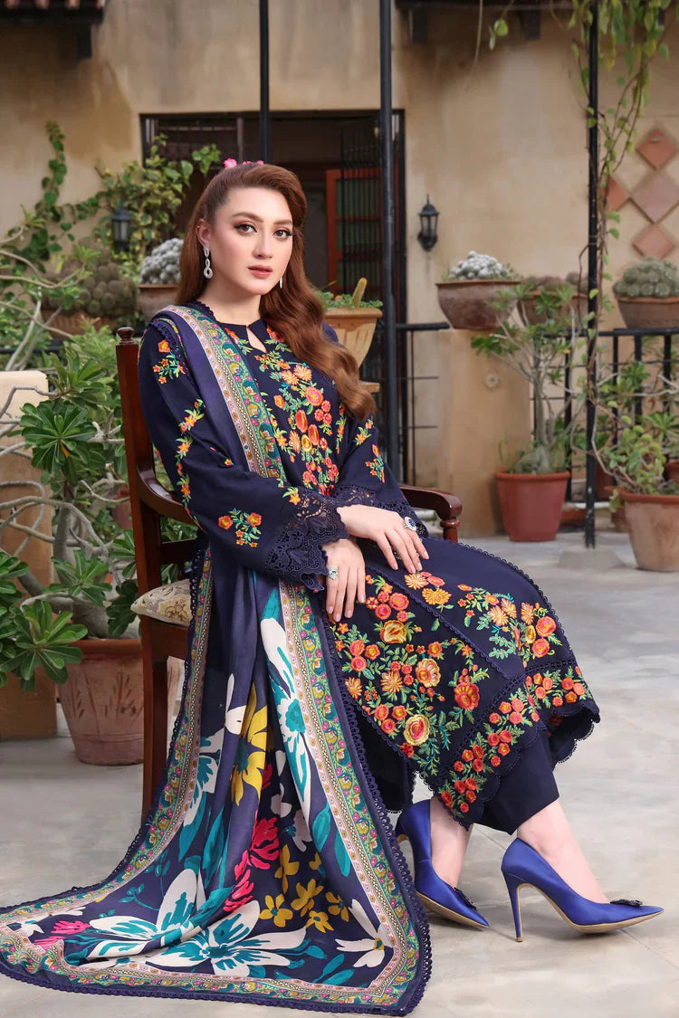 Premium Lawn 3pc Heavy Embroidery with printed Monar Shawl