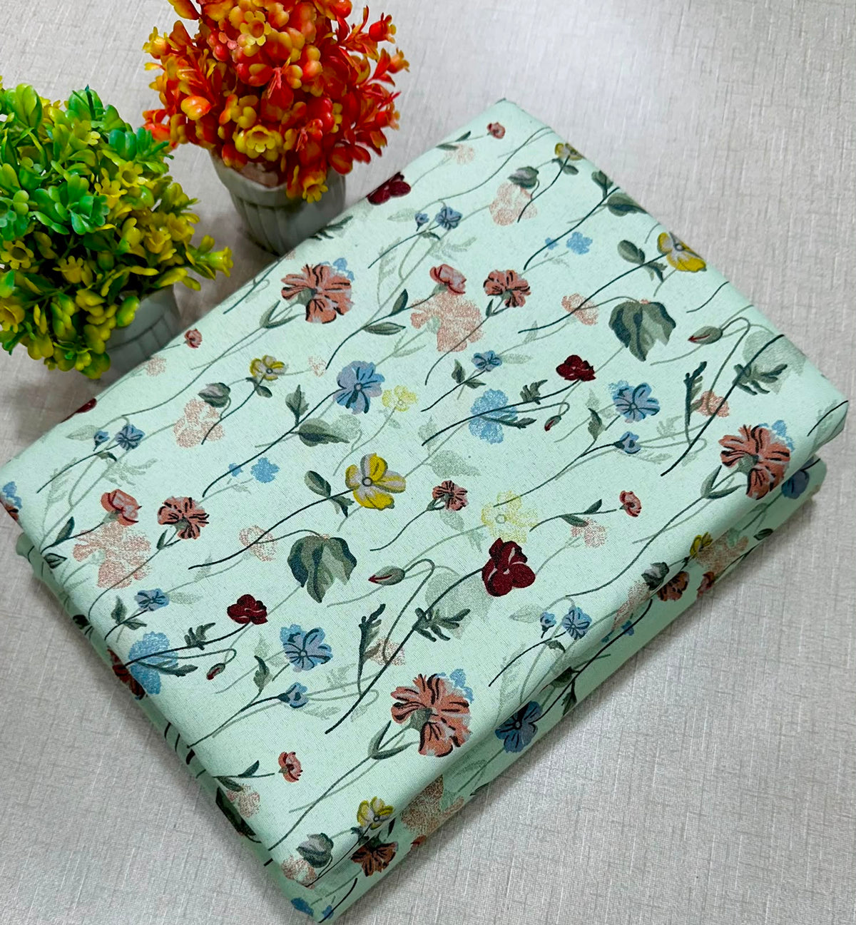 PRINTED FLORAL POLO COTTON 2PC FOR MIDSUMMER SALE UNSTITCHED DRESS