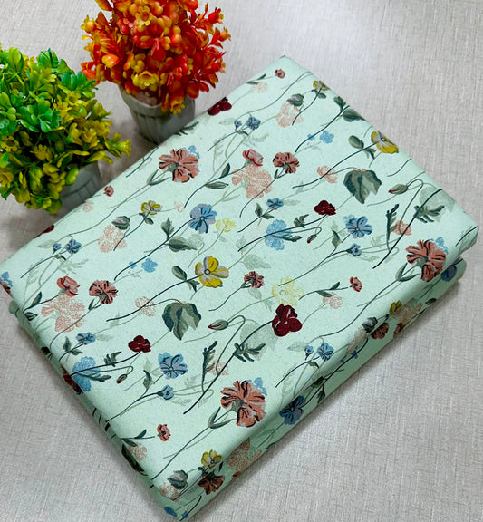 PRINTED FLORAL POLO COTTON 2PC FOR MIDSUMMER SALE UNSTITCHED DRESS